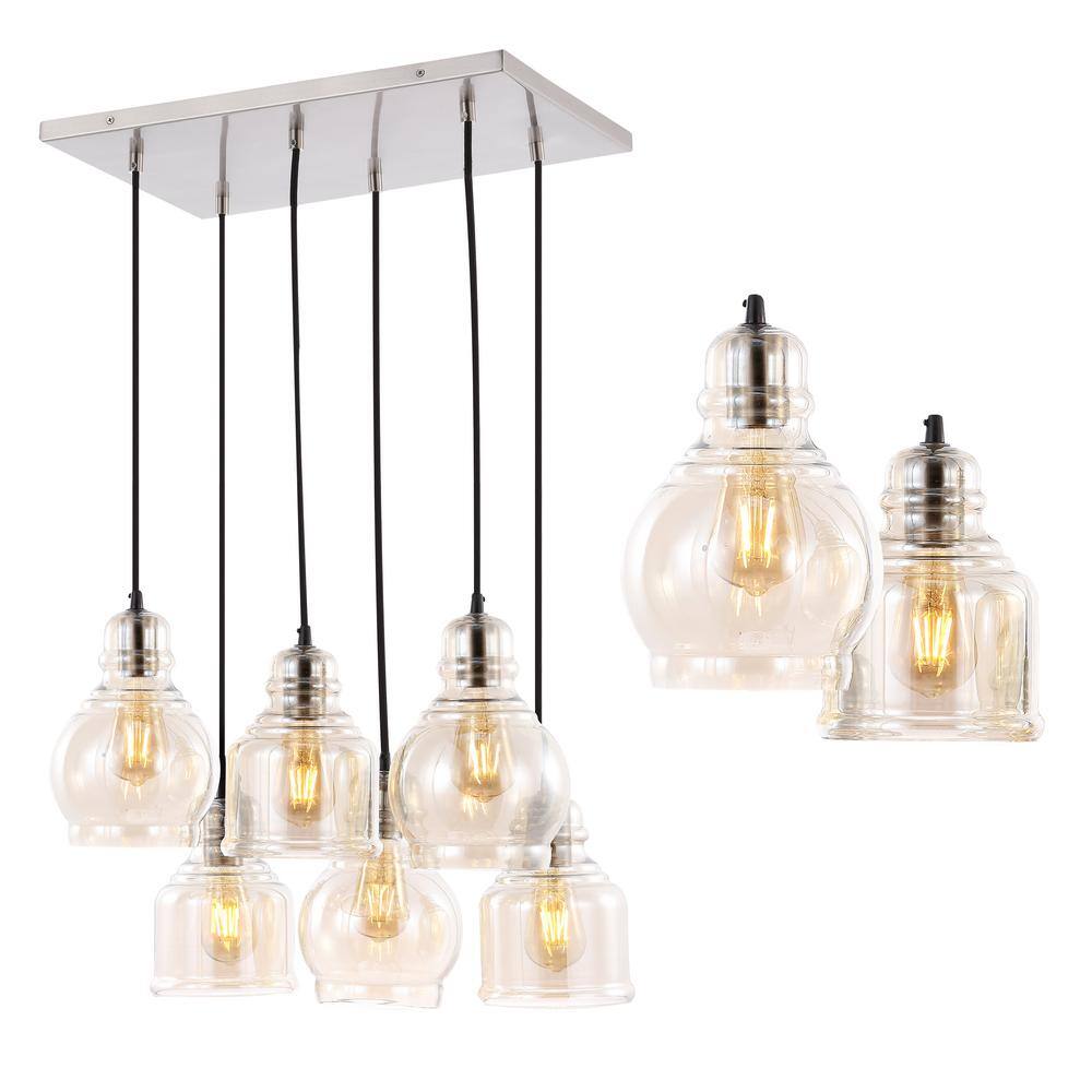 Sydney 18.88" Nickel Glass Bohemian LED Pendant Light