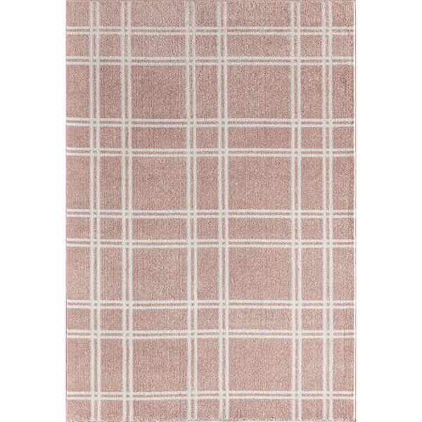 Isaac Mizrahi Callum Pink Plaid 8'3"X10'0" Contemporary Pink Area Rug