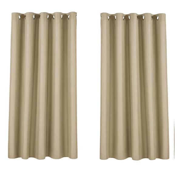 54"x84" Waterproof Linen Outdoor Curtains 4 Panels for Patio, Pergola, Porch - Taupe Weatherproof Privacy Sun Blocking