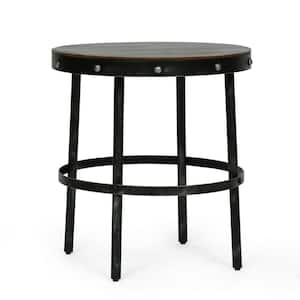 Muffley Brown and Antique Gunmetal Round Side Table