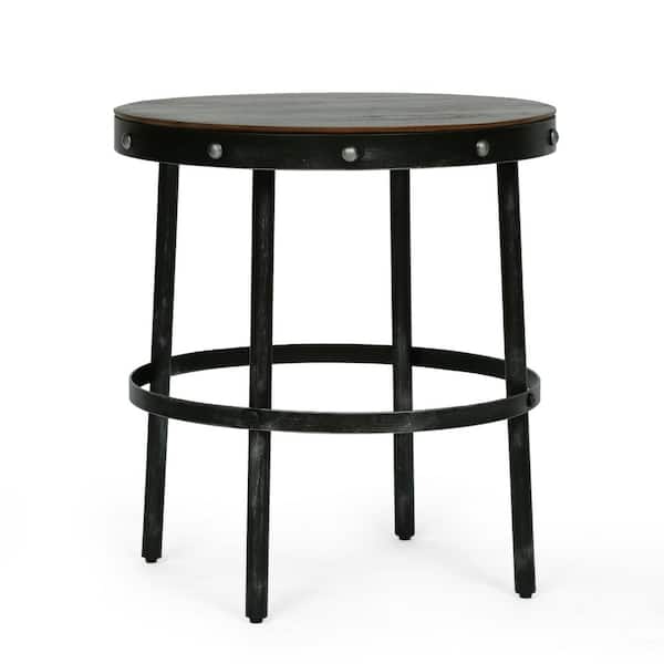 Noble House Muffley Brown and Antique Gunmetal Round Side Table
