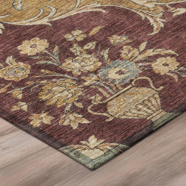 Chantille Machine Washable Indoor/Outdoor Abstract ACN3080 Burgundy 2 ft. x 3 ft. Accent Rug