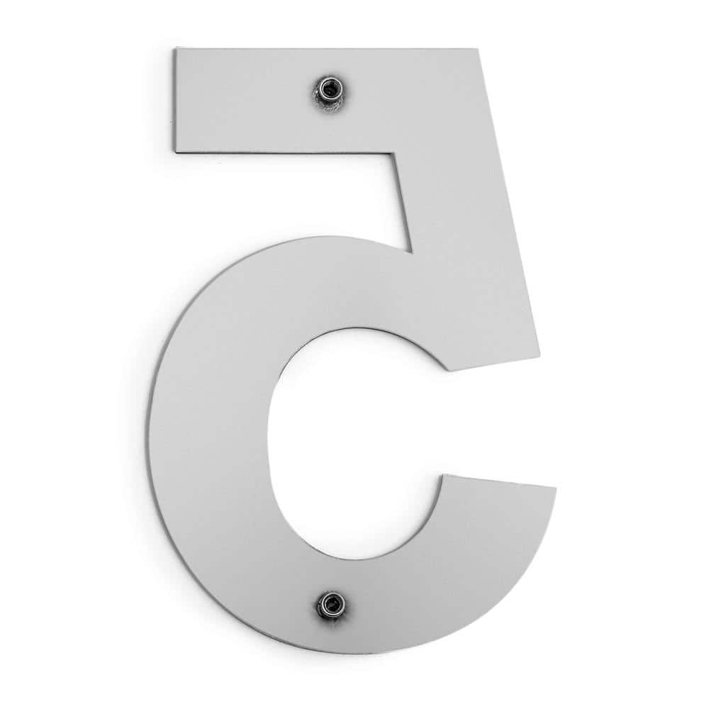 6-Inch Silver Stainless Steel Floating House Number 5