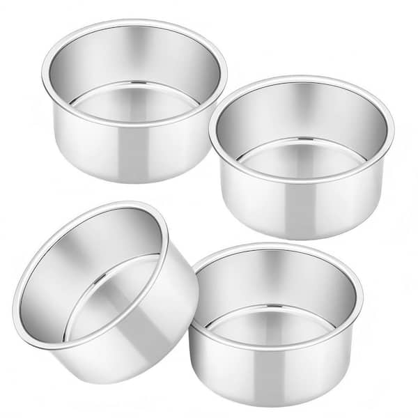 4-Piece 4 in. Mini Cake Pans, Stainless Steel Baking Round Cake Pans Tins Bakeware, Mirror Finish and Easy Releasing