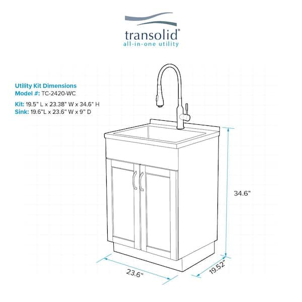 Transolid All-in-One 23.6 in. x 19.7 in. x 34.6 in. Stainless