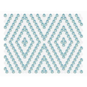 Vidrio 11.8 in. x 14 in. Polished Blue and White Recycled Glass Mosaic Wall and Floor Tile (5.55 sq. ft./case) - 5 pack