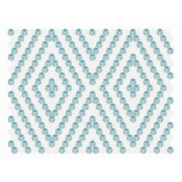 Apollo Tile Vidrio 11.8 in. x 14 in. Polished Blue and White Recycled Glass Mosaic Wall and Floor Tile (5.55 sq. ft./case) - 5 pack