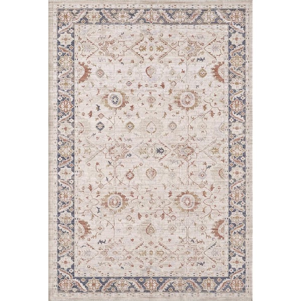 MILLERTON HOME Adela Ivory/Blue 4 ft. x 6 ft. Vintage Moroccan Area Rug