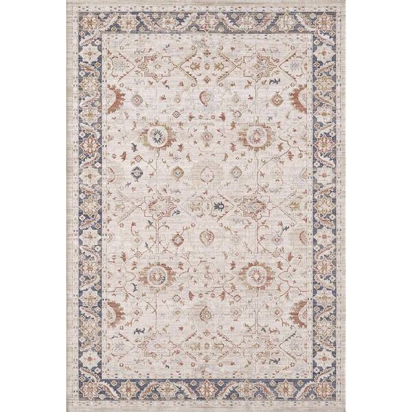MILLERTON HOME Adela Ivory/Blue 5 ft. x 8 ft. Vintage Moroccan Area Rug