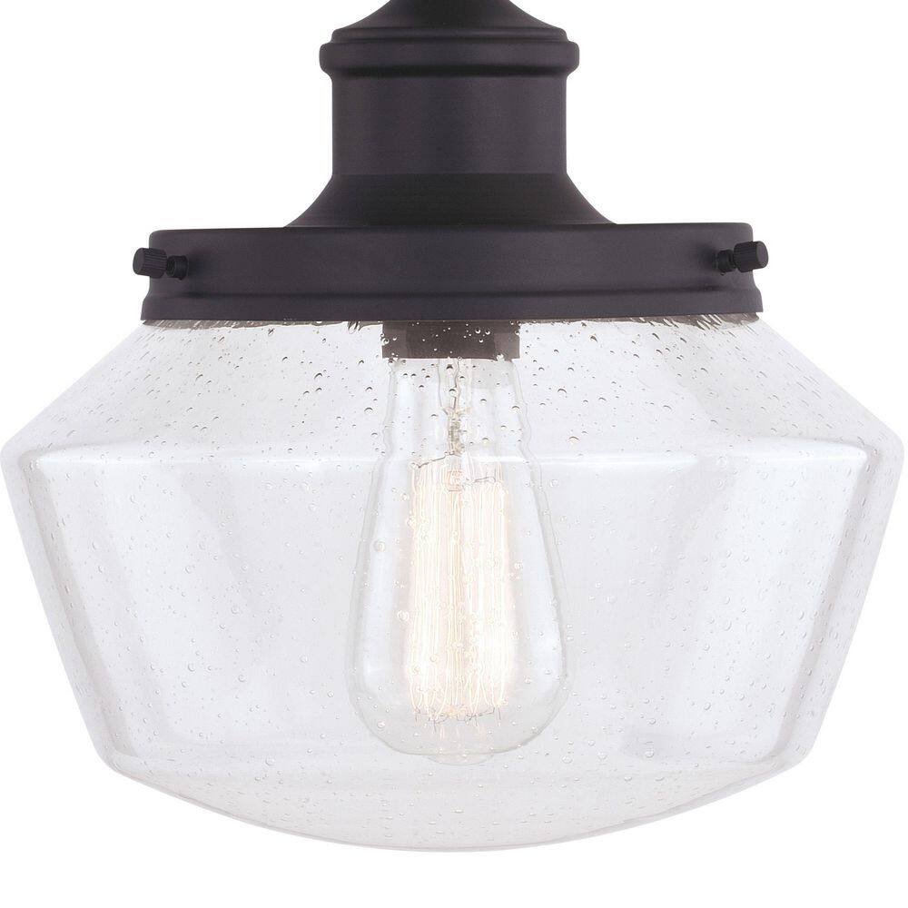 Matte Black Farmhouse Glass Outdoor Pendant Light