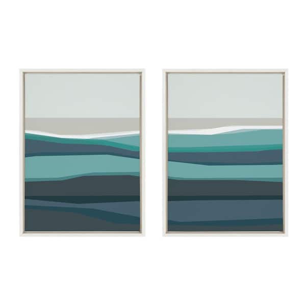 Kate and Laurel Sylvie Abstract Teal Beach Horizon by the Creative Bunch Studio 2 Piece Framed Art Print 18 in. x 24 in.