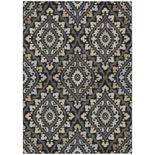 Chantille Machine Washable Indoor/Outdoor Abstract ACN3151 Black 5 ft. x 7 ft. 6 in. Area Rug