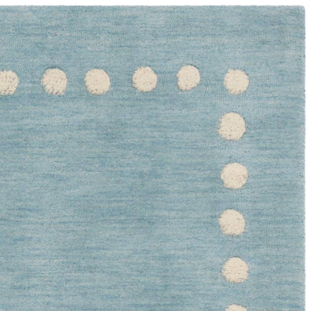 Lushly Soft Hand-Tufted Blue/Ivory Wool Kids 4' x 6' Area Rug