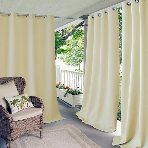 Elrene Connor Ivory Polyester Solid 52 in. x 108 in. Grommet Top Indoor/Outdoor Room Darkening Curtain (Single Panel)