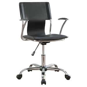 Himari Faux Leather Adjustable Height Office Chair in Black and Chrome with Arms