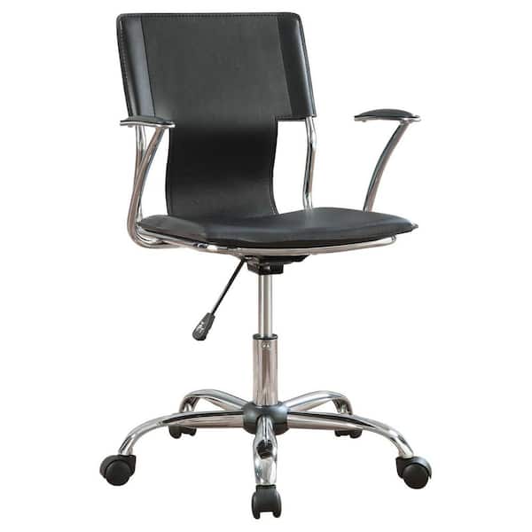 Coaster Himari Faux Leather Adjustable Height Office Chair in Black and Chrome with Arms