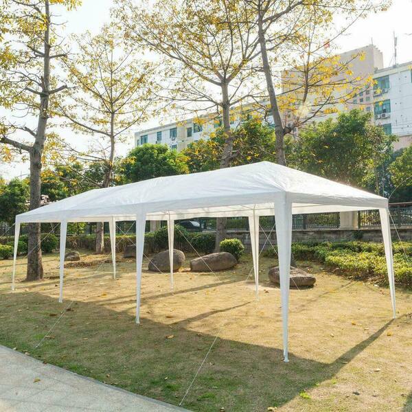 Runesay 10 ft. x 30 ft. White Wedding Party Canopy Tent Outdoor Gazebo with 5 Removable Sidewalls