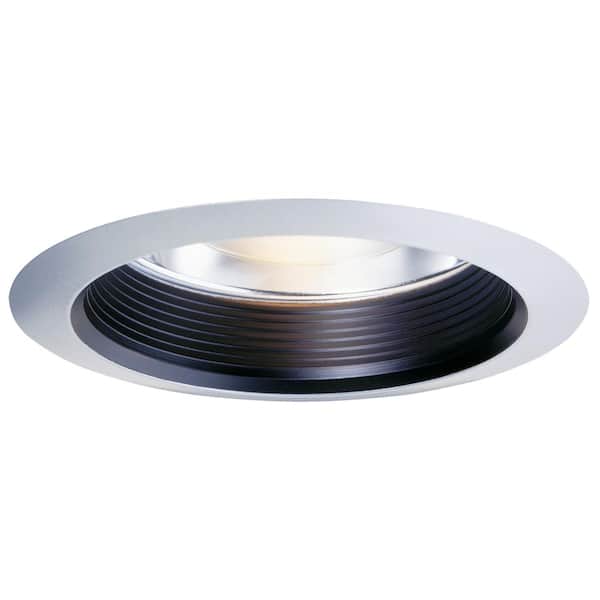 HALO 30 Series 6 in. White Recessed Ceiling Light Fixture Trim Kit with Air-Tite Black Baffle and Clear Reflector
