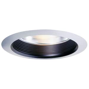 30 Series 6 in. White Recessed Ceiling Light Fixture Trim Kit with Air-Tite Black Baffle and Clear Reflector