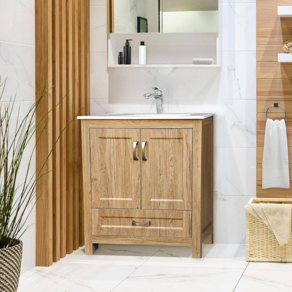 30 in. Livorno Vanity with White Ceramic Vanity Top in Woodgrain Finish price history on PriceWatchPro