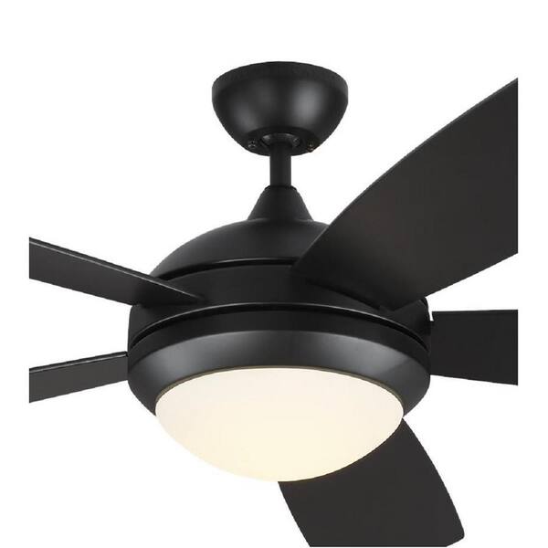 Generation Lighting - Discus Smart 52 in. Modern Integrated LED Indoor Matte Black Ceiling Fan with Black Blades, Light Kit and Remote Control