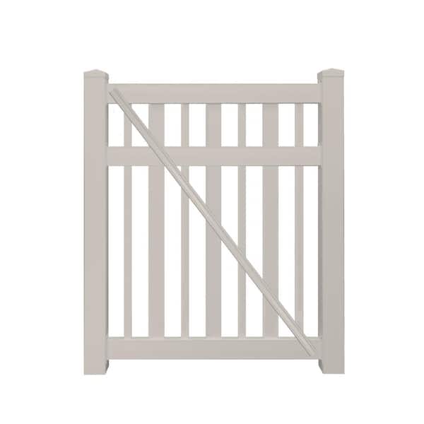 Weatherables Atlantis 4.5 ft. W x 4 ft. H Khaki Vinyl Pool Fence Gate