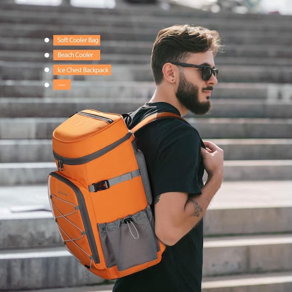 backpack cooler for hiking Angel Sar 32 L. Leakproof Soft Backpack Cooler Bag for Camping Hiking, Orange