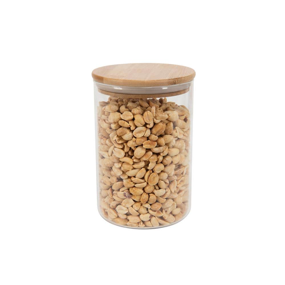 Eco-Friendly 1L Clear Glass Storage Jar with Bamboo Lid