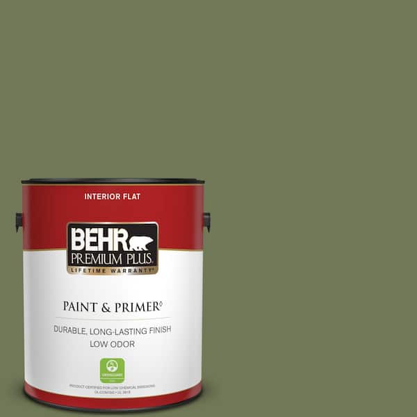 BEHR PREMIUM PLUS 1 gal. #BIC-56 Jalapeno Flat Low Odor Interior Paint & Primer