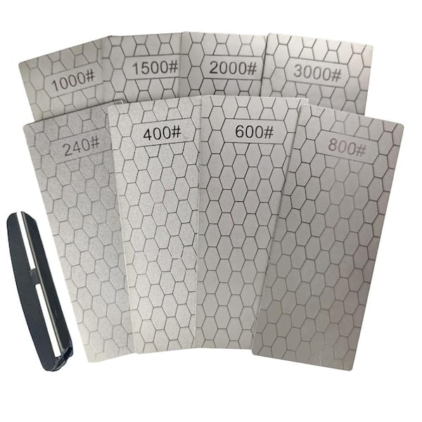 5.9 in. 8-Piece Diamond Lapping Plate Set 240 to 3000-Grit with Angle Guide for Knife Sharpening