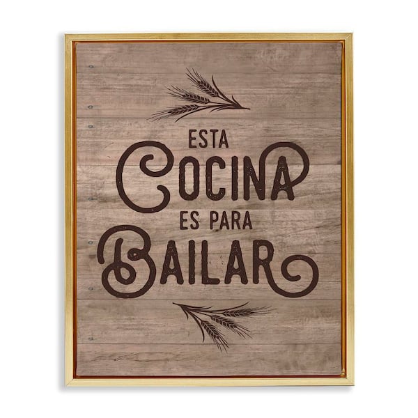 Stupell Industries Kitchen for Dancing Translation by Lettered and Lined Gold Floater Frame Typography Graphic Art Print 31 in. x 25 in.