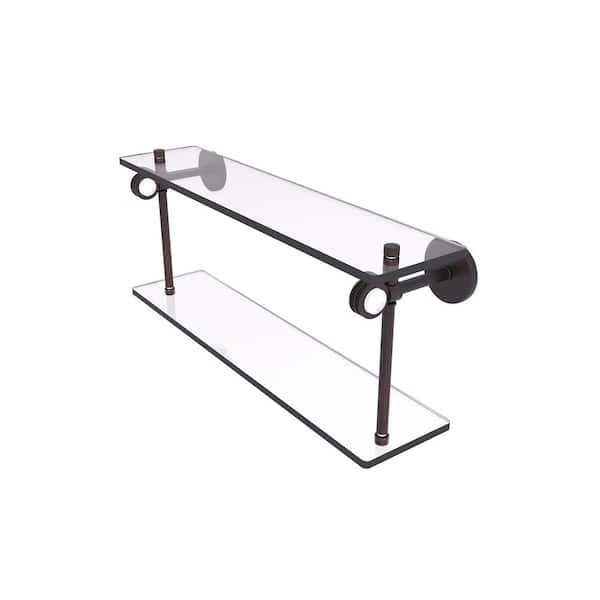 Allied Brass Clearview 16 in. W x 9.2 in. H x 5.6 D Glass Rectangular Shelf in Venetian Bronze with Dotted Accents