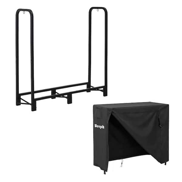 4FT Firewood Rack Outdoor, Heavy Duty Firewood Storage Rack, Outdoor Firewood Rack with Cover