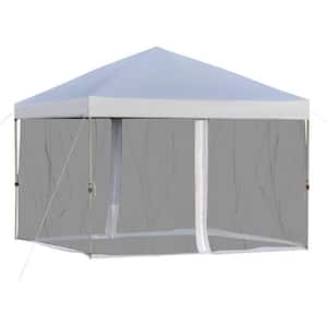 Folding Tent 10 ft. x 10 ft. White Outdoor with Removable Sidewalls Mesh Curtains