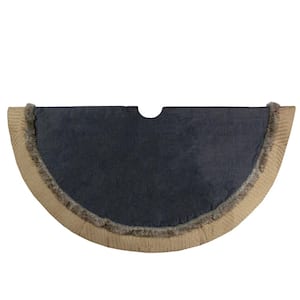 48 in. Rustic Burlap and Chambray Christmas Tree Skirt