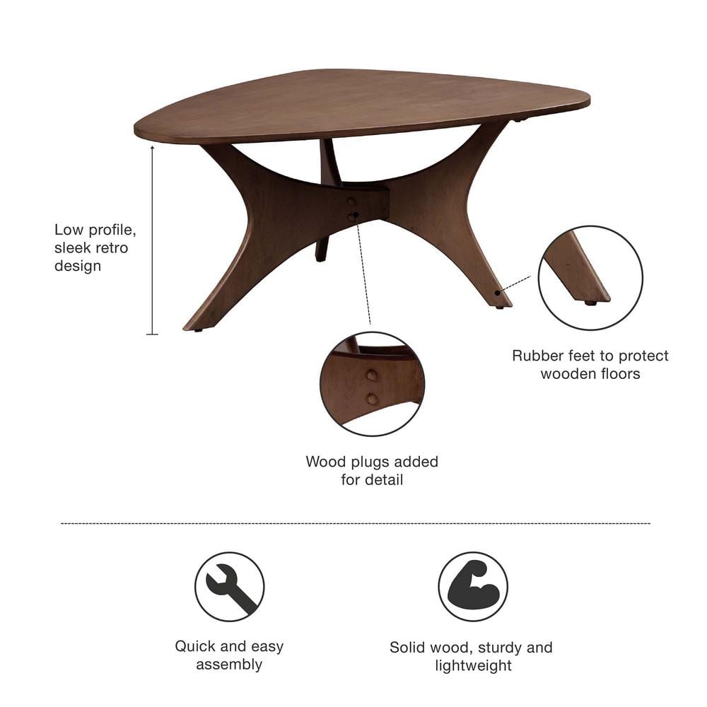 Blaze Mid-Century Modern Triangular Pecan Wood Coffee Table