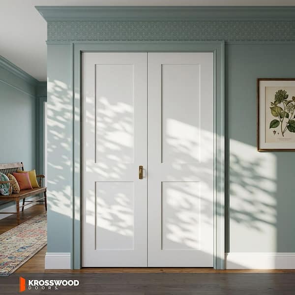 Krosswood Doors 36 in. x 80 in. Shaker 2-Panel Solid Core Primed