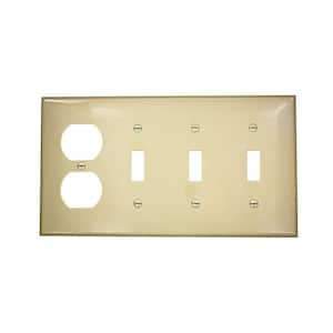 Ivory 4-Gang 3-Toggle/1-Duplex Wall Plate (1-Pack)