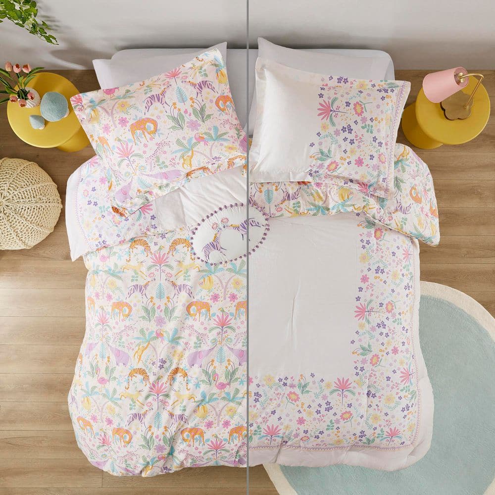 Full Purple Cotton Reversible Down Alternative Comforter Set