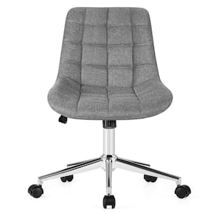 25 in. W Gray Fabric Armless Height Adjustable Rocking Office Chair Task Chair