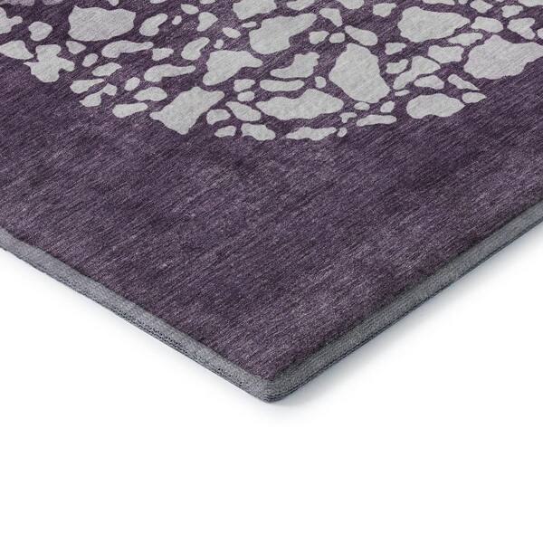 Mayfield Premium Machine Washable Indoor/Outdoor Geometric AMF643 Eggplant 1 ft. 8 in. x 2 ft. 6 in. Area Rug