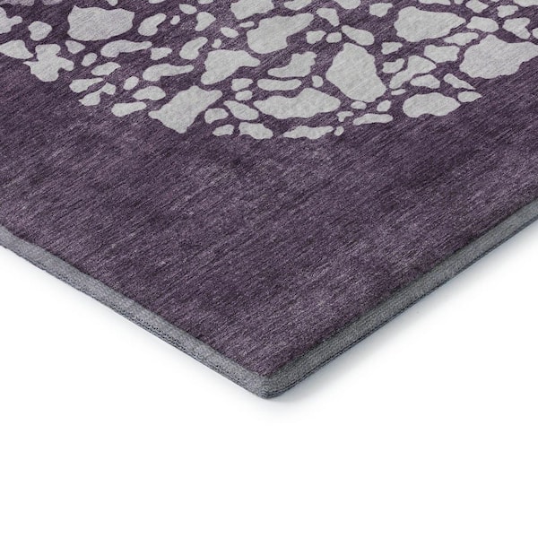 Mayfield Premium Machine Washable Indoor/Outdoor Geometric AMF643 Eggplant 8 ft. x 10 ft. Area Rug