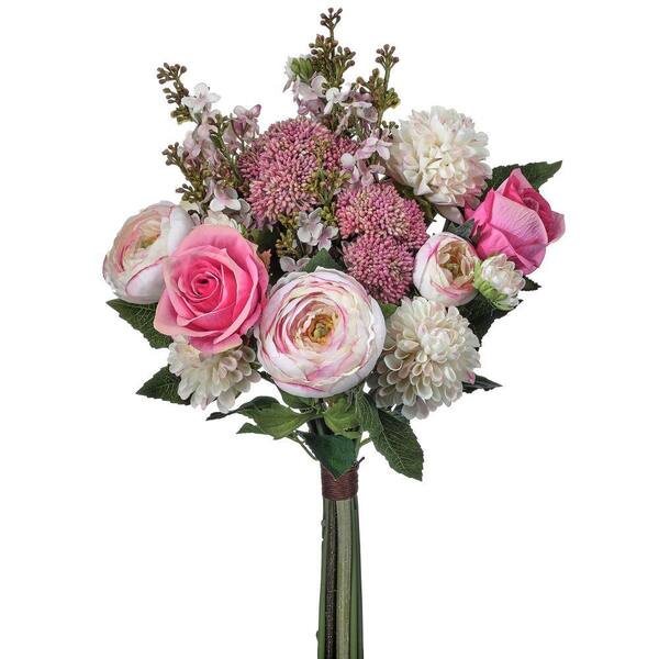 Regency International 16 in. Pink Indoor Artificial Pink Assorted Flower Bundle
