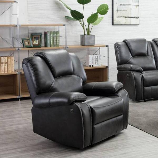 dark gray leather recliner