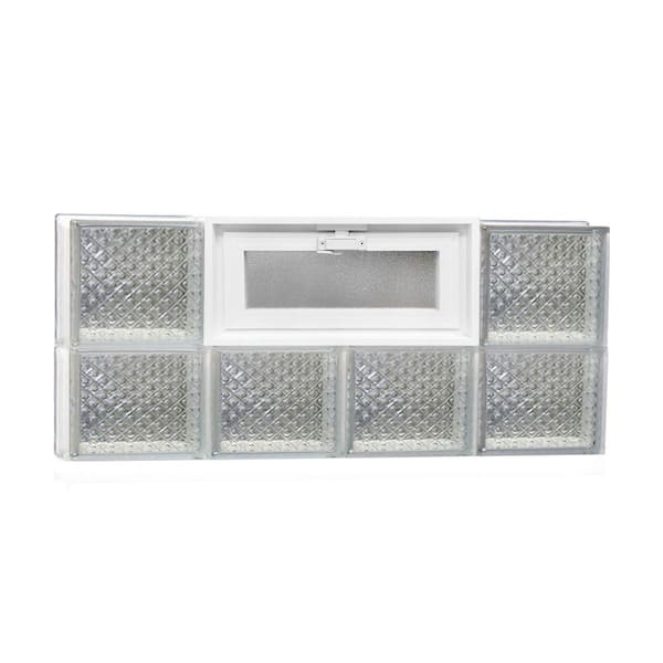 Clearly Secure 31 in. x 13.5 in. x 3.125 in. Frameless Vented Diamond Pattern Glass Block Window