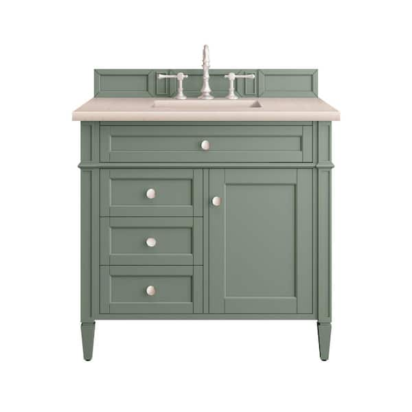 James Martin Vanities Brittany 36.0 in. W x 23.5 in. D x 33.8 in. H Bathroom Vanity in Smokey Celadon with Eternal Marfil Quartz Top