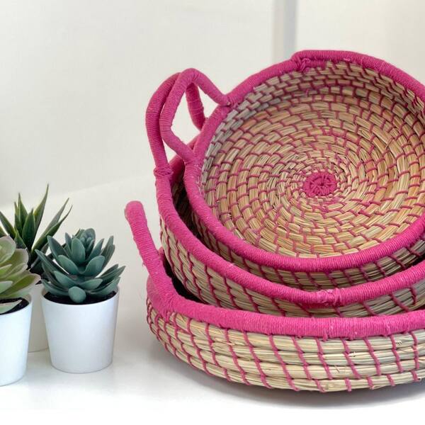 2Pcs Paper Rope Weaving Storage Baskets for Organizing, Recyclable Paper  Rope Basket with Wood Handles, Decorative Hand Woven Basket Organizers for