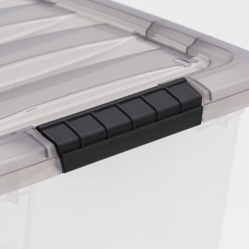 Clear Stackable Plastic Storage Bins with Latching Lids, 40 Qt.