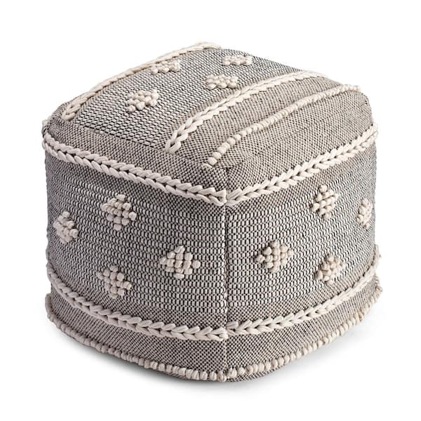 Sidney Street 20 in. x 20 in. x 20 in. Black and Ivory Pouf