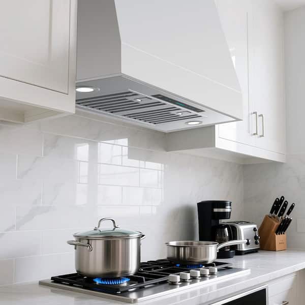 30 in. 900 CFM Convertible Insert Range Hood in Stainless Steel 4-Speed with LED, Touch and Gesture Control with Remote
